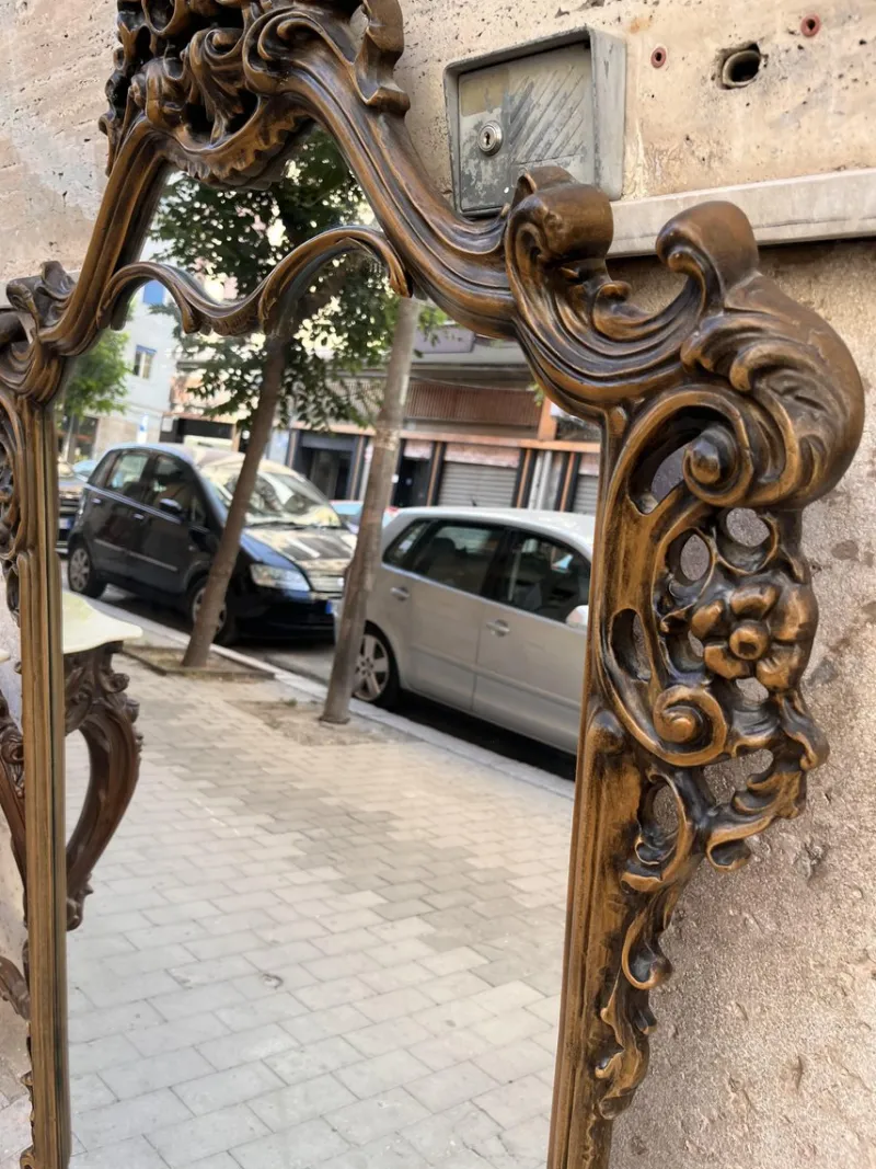 Online Pamono Baroque Console and Mirror in Wood, 1900s, Set of 2