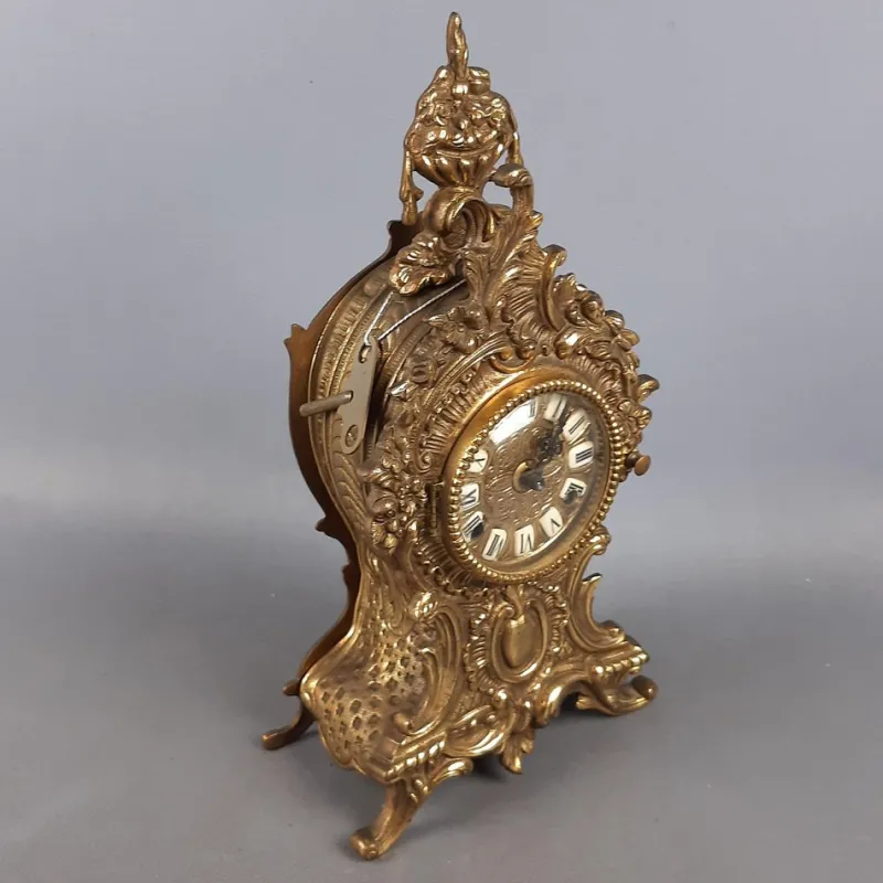 Pamono Baroque Mechanical Table Clock in Golden Brass, 1960s> Clocks
