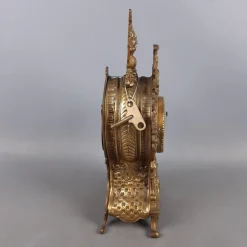Pamono Baroque Mechanical Table Clock in Golden Brass, 1960s><noscript><img width=