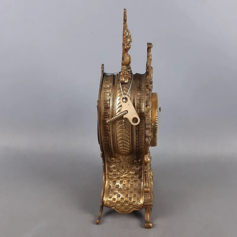 Pamono Baroque Mechanical Table Clock in Golden Brass, 1960s> Clocks