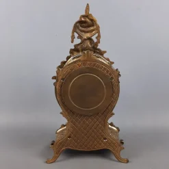 Pamono Baroque Mechanical Table Clock in Golden Brass, 1960s><noscript><img width=