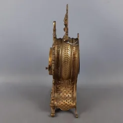 Pamono Baroque Mechanical Table Clock in Golden Brass, 1960s><noscript><img width=