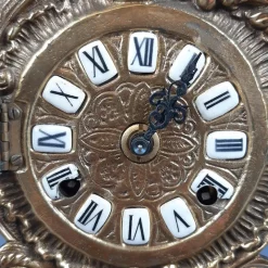 Pamono Baroque Mechanical Table Clock in Golden Brass, 1960s><noscript><img width=