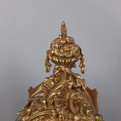 Pamono Baroque Mechanical Table Clock in Golden Brass, 1960s><noscript><img width=