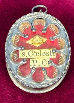 Pamono Baroque Reliquary with Relic of Saint Celestine I, 1700s><noscript><img width=