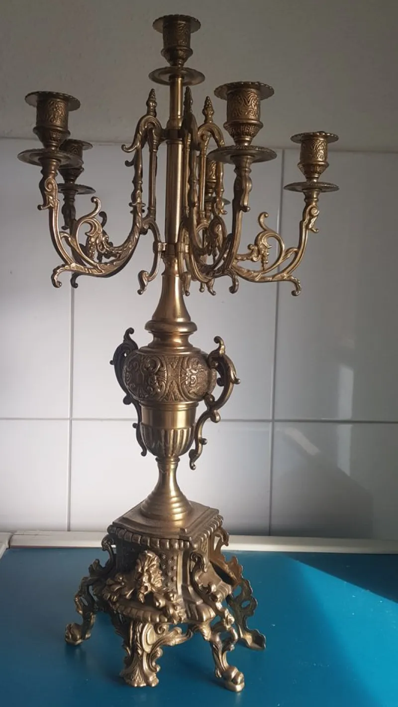 New Pamono Baroque Six-Armed Candleholder in Brass