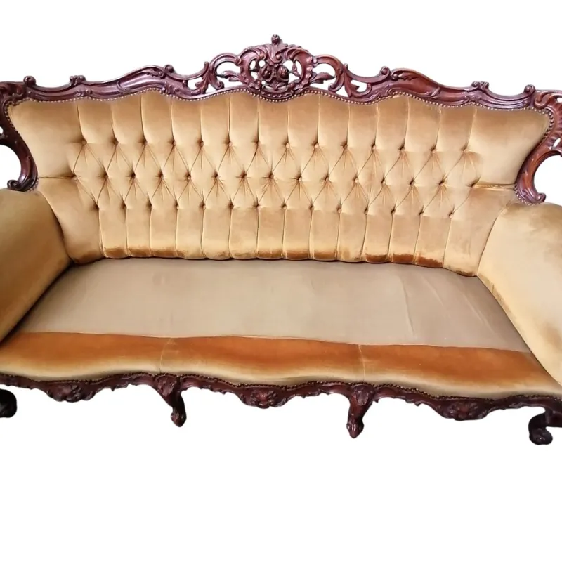 Hot Pamono Baroque Sofa in Golden Velvet, 1950s