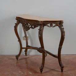 Pamono Baroque Style Carved Console Table with Pink Marble Top, 1960s><noscript><img width=