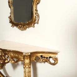 Pamono Baroque Style Console and Mirror Set, 1940s, Set of 2><noscript><img width=