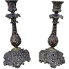 Pamono Baroque Style Silver-Plated Bronze Candlesticks, Set of 2> Candleholders