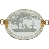 Sale Pamono Barovier Murano Gold Blown Glass Italian Serving Tray with Etched Mirror, 1940s