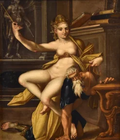 Clearance Pamono Bartholomäus Spranger, Aristotle & Phyllis, 1500s-1600s, Oil on Canvas