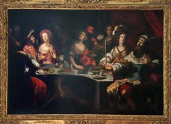 Pamono Bartholomäus Strobel the Younger, The Banquet of King Balthasar, 1800s, Oil on Canvas> Old Masters