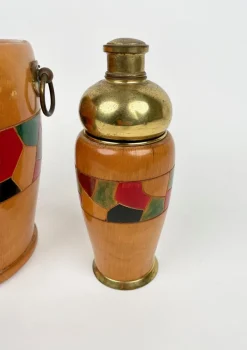 Pamono Barware & Icebucket Shaker by Aldo Tura for Macabo, Italy, 1950s, Set of 3><noscript><img width=
