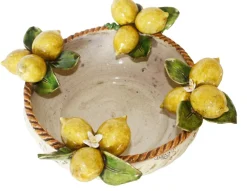 Outlet Pamono Basket with Small Lemons in Ceramic by Ceramiche Ceccarelli
