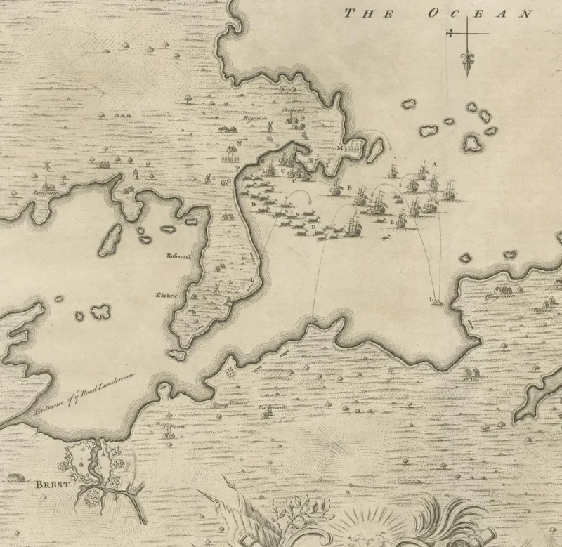 Pamono Battle of Camaret in the Nine Years War, 1746