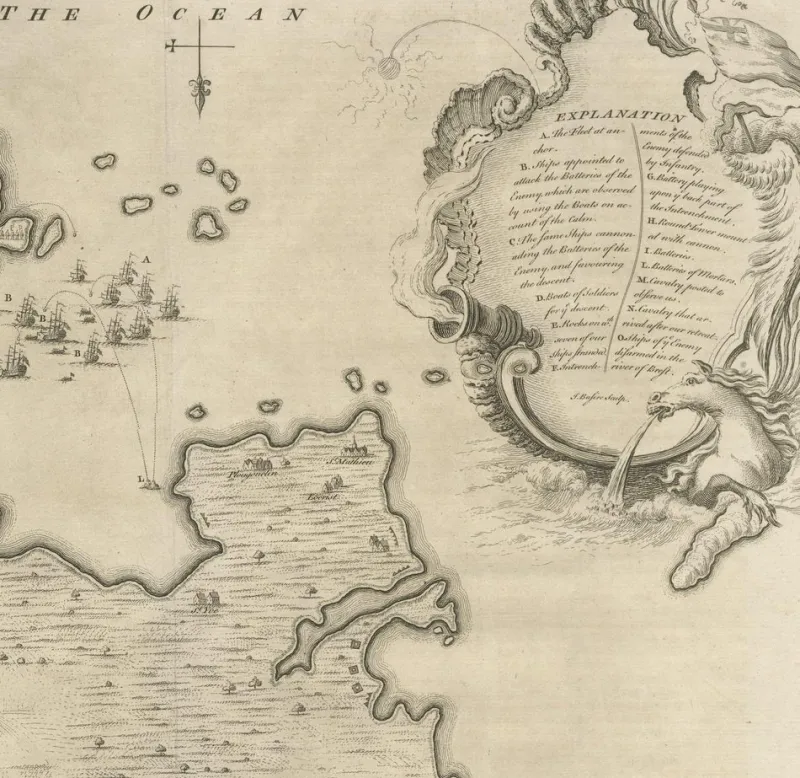 Pamono Battle of Camaret in the Nine Years War, 1746