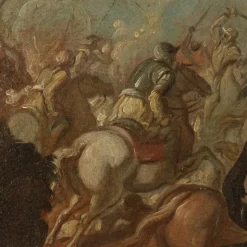 Outlet Pamono Battle Scene, Oil on Canvas, 17th-Century