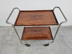 Pamono Bauhaus Bar Cart in Walnut Root Veneer and Steel Construction, 1920s> Serving Bar Carts & Trolleys