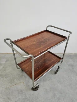 Pamono Bauhaus Bar Cart in Walnut Root Veneer and Steel Construction, 1920s><noscript><img width=