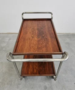 Pamono Bauhaus Bar Cart in Walnut Root Veneer and Steel Construction, 1920s><noscript><img width=
