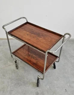 Pamono Bauhaus Bar Cart in Walnut Root Veneer and Steel Construction, 1920s><noscript><img width=