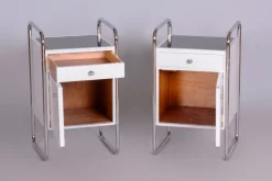 Pamono Bauhaus Bedside Tables in Chrome, Former Czechoslovakia, 1930s, Set of 2> Nightstands