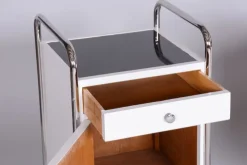 Pamono Bauhaus Bedside Tables in Chrome, Former Czechoslovakia, 1930s, Set of 2><noscript><img width=