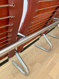 Pamono Bauhaus Cinema Series Chrome & Leather Armchair Bench Basel Cinema by Pfalzberger, 1970s> Benches