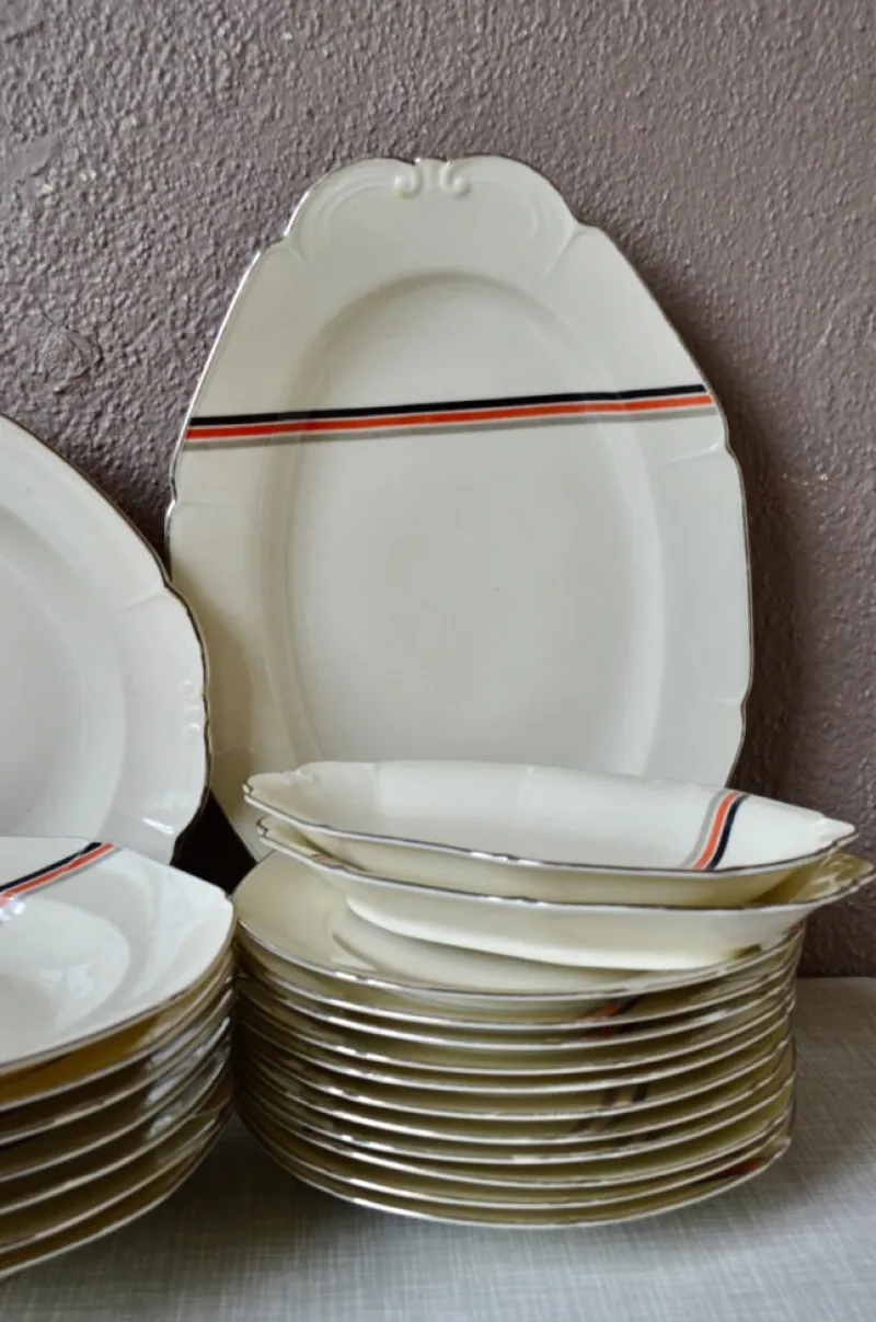 Clearance Pamono Bauhaus Czechoslovakian Dinner Service, Set of 34