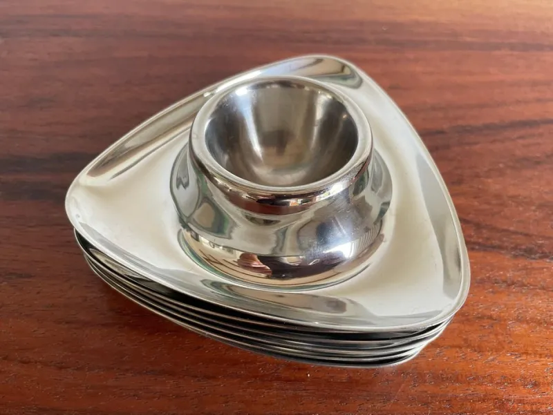 Pamono Bauhaus Egg Cups by Prof. Wagenfeld for WMF, Germany, 1950s, Set of 6> Dinnerware Accessories