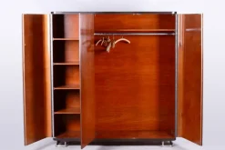 Pamono Bauhaus Lacquered Wood & Chrome Triple-Door Wardrobe attributed to Mücke Melder, 1930s><noscript><img width=