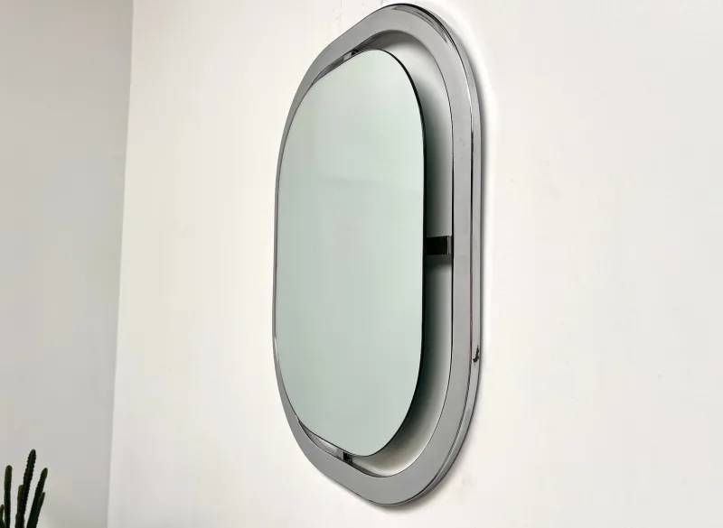 Online Pamono Bauhaus Mirror in Chrome Steel, 1950s