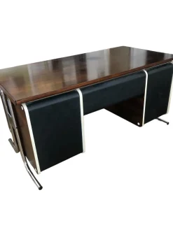 Sale Pamono Bauhaus Rosewood Veneer and Tubular Chrome Executive Desk, 1970s