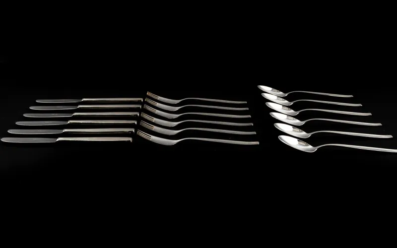 Clearance Pamono Bauhaus Silver-Plated Model Smalcalda 288 Cutlery by Günter Reißmann, 1960s, Set of 18