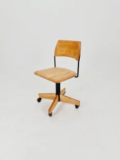 Online Pamono Bauhaus Swivel Office Chair in Wood from Giroflex, 1960s