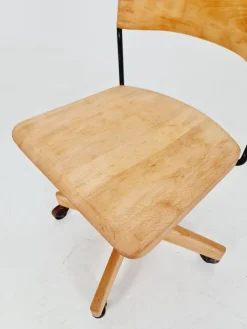 Online Pamono Bauhaus Swivel Office Chair in Wood from Giroflex, 1960s