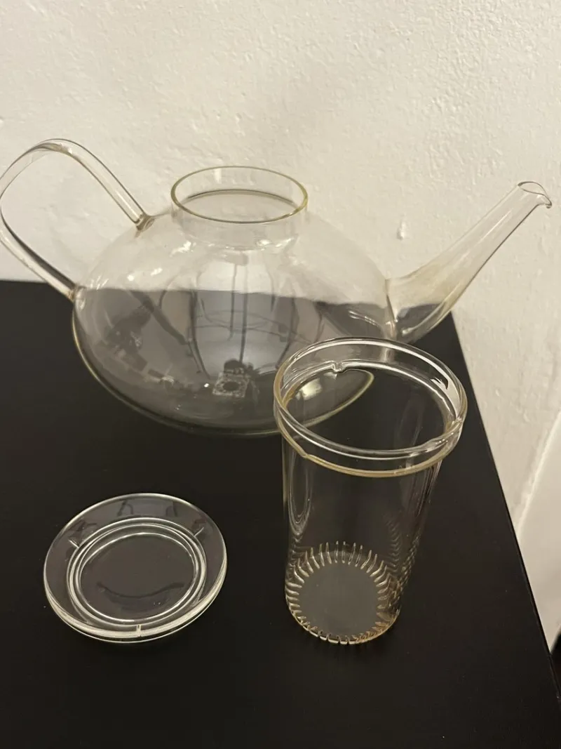 Discount Pamono Bauhaus Tea Service in Jena Glas by Wilhelm Wagenfeld for Jenaer Glaswerke, Germany, 1950s, Set of 14
