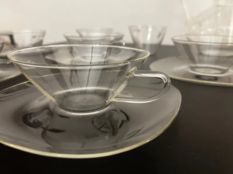 Discount Pamono Bauhaus Tea Service in Jena Glas by Wilhelm Wagenfeld for Jenaer Glaswerke, Germany, 1950s, Set of 14