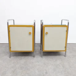 Pamono Bauhaus Tubular Steel Nightstands by Hynek Gottwald, 1930s, Set of 2><noscript><img width=