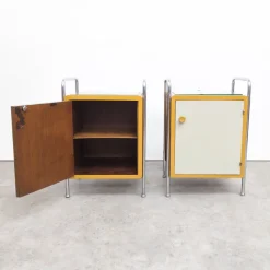 Pamono Bauhaus Tubular Steel Nightstands by Hynek Gottwald, 1930s, Set of 2><noscript><img width=
