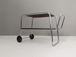 Pamono Bauhaus Tubular Steel Serving Cart by Robert Slezák, 1930s> Serving Bar Carts & Trolleys