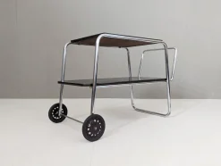 Pamono Bauhaus Tubular Steel Serving Cart by Robert Slezák, 1930s> Serving Bar Carts & Trolleys