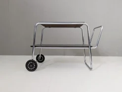 Pamono Bauhaus Tubular Steel Serving Cart by Robert Slezák, 1930s><noscript><img width=