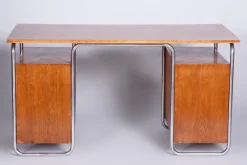 Pamono Bauhaus Writing Desk in Beech by Robert Slezak, 1930s><noscript><img width=