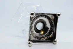 Pamono Beaded Silver and Cut Glass Salt Shaker><noscript><img width=