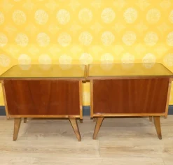Pamono Bedside Tables with Glass Top, 1960s, Set of 2><noscript><img width=