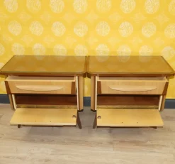 Pamono Bedside Tables with Glass Top, 1960s, Set of 2><noscript><img width=