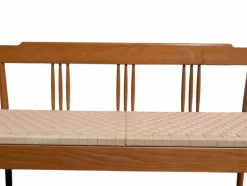 Pamono Beech Bench with Fabric Seat, Italy, 1950s><noscript><img width=