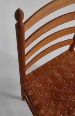Pamono Beech Shaker Chair with Leather Seat by Kaare Klint, Denmark, 1960s><noscript><img width=